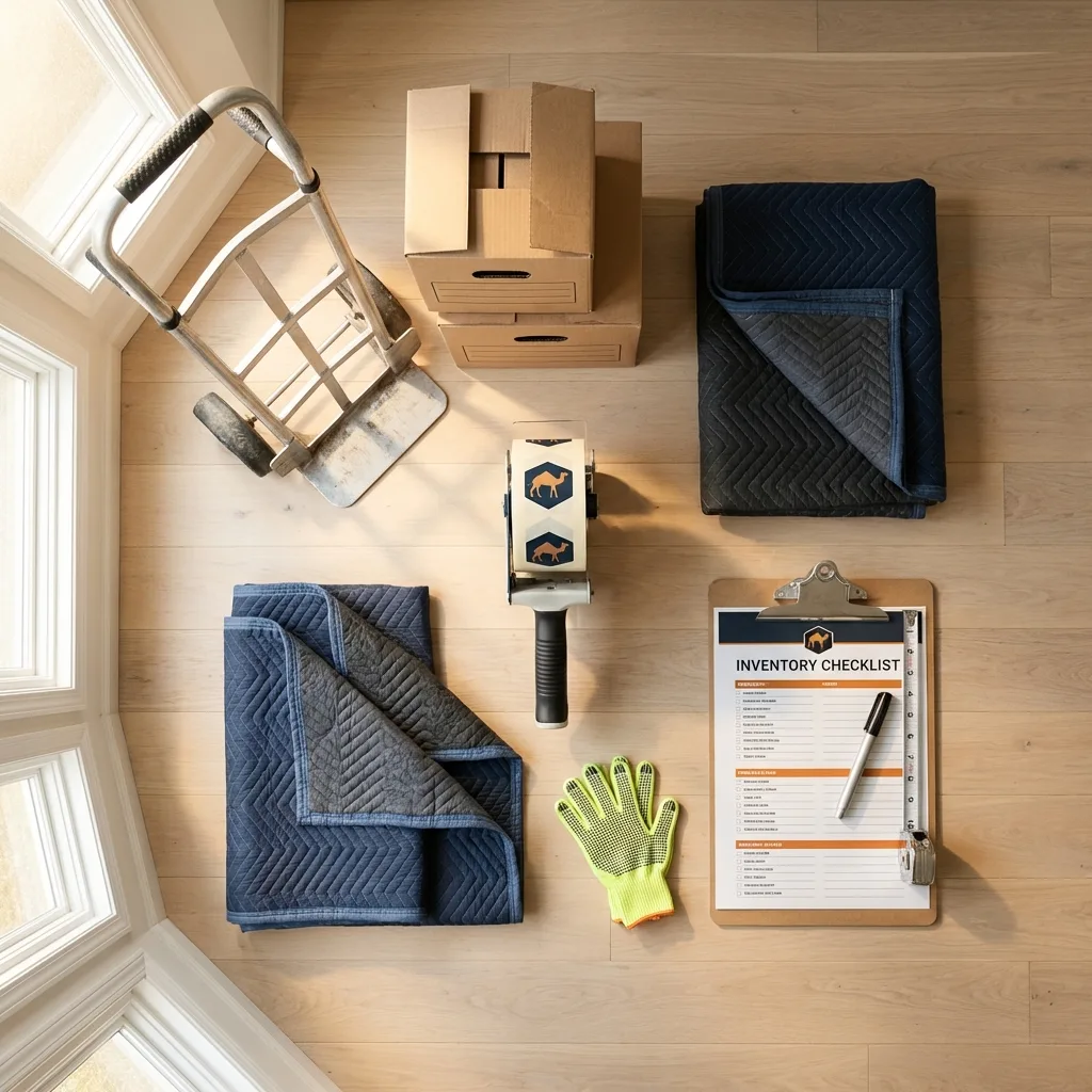 Professional moving supplies and packing materials layout for Machiasport residential relocations